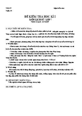 Đề kiểm tra học kì I môn Lịch sử - Lớp 7